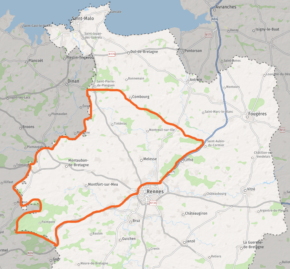 Carte secteur Association À ton rythme_Association de marche autour de Rennes